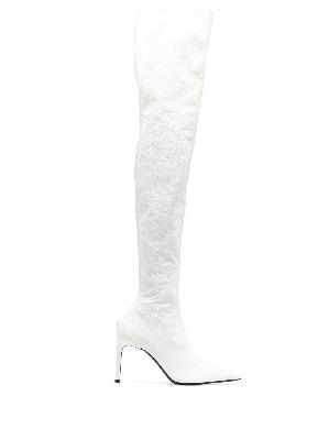 Courrèges - White 90 Over-The-Knee Leather Boots