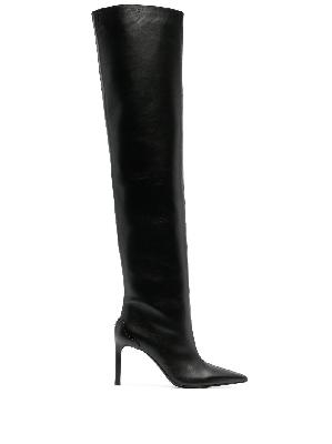Courrèges - Black 90 Leather Over-The-Knee Boots