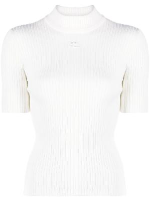 Courrèges - White Ribbed-Knit Top