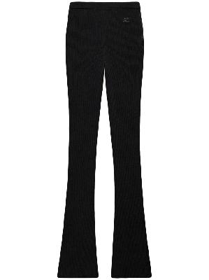 Courrèges - Black Ribbed-Knit Flared Trousers