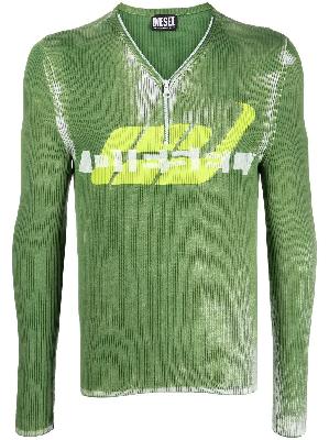 Diesel - Green Zip-Up Knitted Sweater