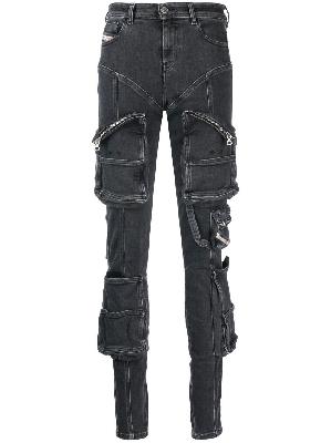 Diesel - Black Low Rise Skinny Cargo Jeans
