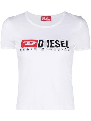 Diesel - White Distressed Logo-Print T-Shirt