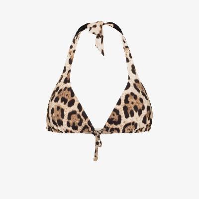 Dolce & Gabbana - Leopard-Print Halterneck Bikini Top
