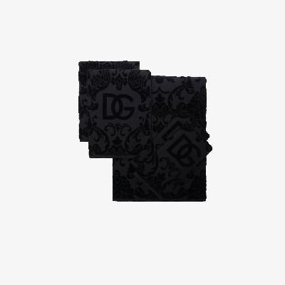 Dolce & Gabbana - Black Logo Jacquard Towel Set