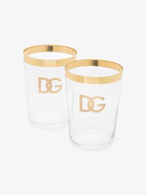 Dolce & Gabbana - Neutral Set Of Two Logo Print Glasses