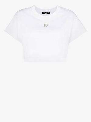 Dolce & Gabbana - White Logo Plaque Cotton T-Shirt