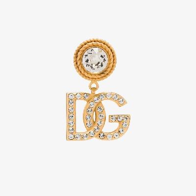 Dolce & Gabbana - Gold-Plated Logo Crystal Drop Earrings