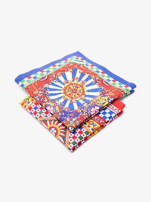 Dolce & Gabbana - Multicoloured Graphic Print Linen Placemat And Napkin