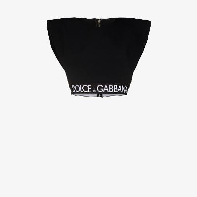 Dolce & Gabbana - Black Padded Shoulder Crop Top