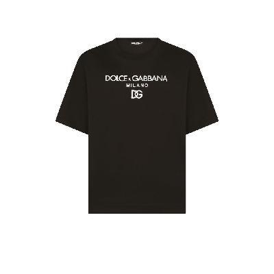 Dolce & Gabbana - Black Logo Embroidered Cotton T-Shirt