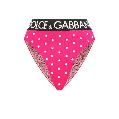 Dolce & Gabbana - Pink Crystal Embellished High-Waisted Briefs