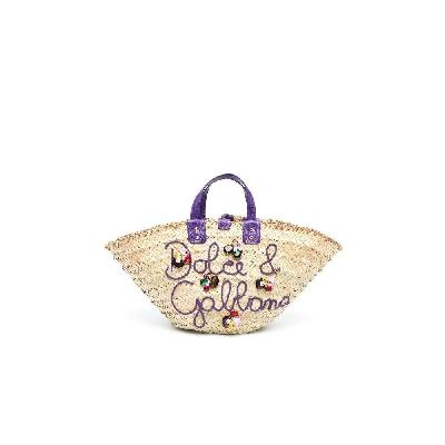 Dolce & Gabbana - Logo-Embroidered Raffia Tote Bag