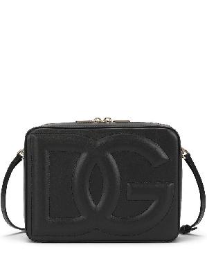 Dolce & Gabbana - Black Embossed Logo Medium Leather Camera Bag