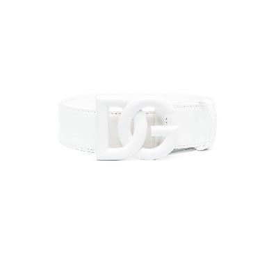Dolce & Gabbana - White DG Leather Belt