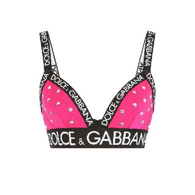 Dolce & Gabbana - Pink Crystal Embellished Triangle Bra