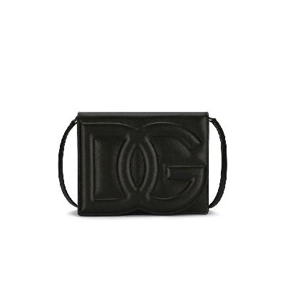 Dolce & Gabbana - Black Embossed Logo Leather Cross Body Bag