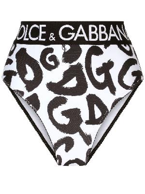 Dolce & Gabbana - White Graffiti Logo Print Briefs