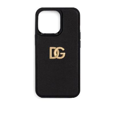 Dolce & Gabbana - Black DG Logo IPhone 13 Pro Leather Case