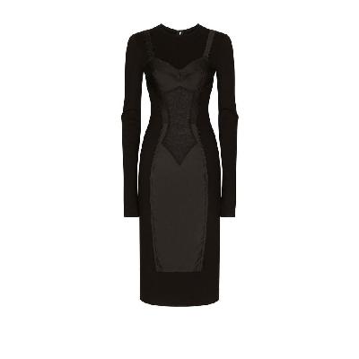 Dolce & Gabbana - Black Trompe L'oeil Sheath Midi Dress