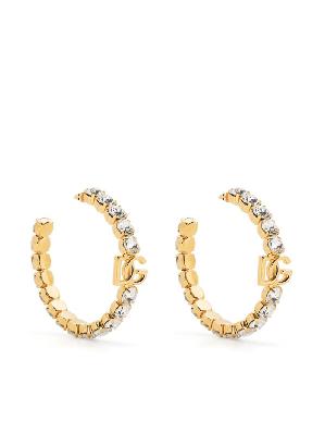 Dolce & Gabbana - Gold-Tone DG Logo Crystal Hoop Earrings