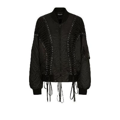 Dolce & Gabbana - Black Lace-Trim Bomber Jacket