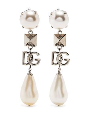 Dolce & Gabbana - Silver-Plated Pearl Clip-On Drop Earrings