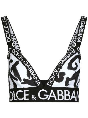 Dolce & Gabbana - White Graffiti Logo Print Bra