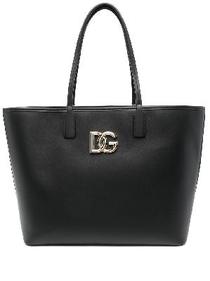 Dolce & Gabbana - Black Logo Leather Tote Bag