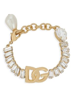 Dolce & Gabbana - Gold-Tone Logo Crystal-Embellished Bracelet