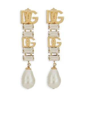 Dolce & Gabbana - Gold-Tone Logo And Crystal Drop Earrings