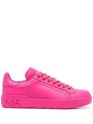 Dolce & Gabbana - Pink Portofino Leather Sneakers