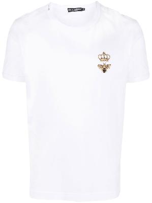 Dolce & Gabbana - White Embroidered Cotton T-Shirt