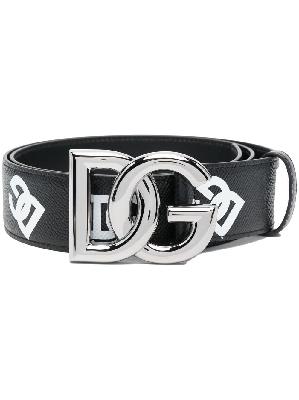 Dolce & Gabbana - Black Logo Print Leather Belt