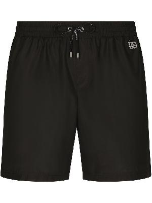 Dolce & Gabbana - Black DG Plaque Swim Shorts