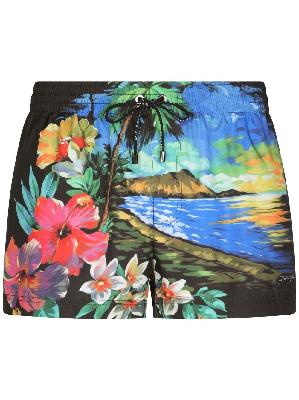 Dolce & Gabbana - Multicolour Hawaiian Print Swim Shorts