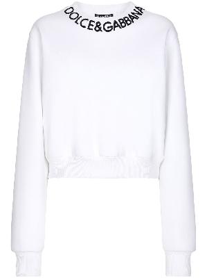 Dolce & Gabbana - White Logo Embroidered Cotton Sweatshirt