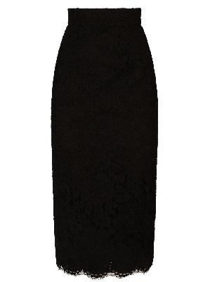 Dolce & Gabbana - Black Lace Midi Skirt
