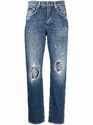 Dolce & Gabbana - Blue Distressed Straight-Leg Jeans