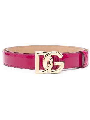 Dolce & Gabbana - Pink Logo Buckle Leather Belt