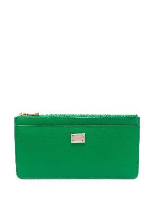Dolce & Gabbana - Green Leather Logo Plaque Wallet