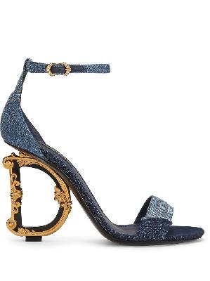 Dolce & Gabbana - Blue Denim Patchwork Logo Plaque Sandals