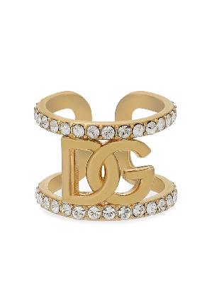 Dolce & Gabbana - Gold-Tone Rhinestone-Embellished Logo Ring