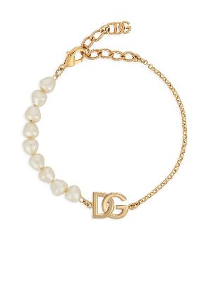 Dolce & Gabbana - Gold-Tone Pearl-Embellished DG Bracelet