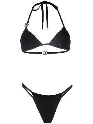 Dolce & Gabbana - Black Logo Plaque Triangle Bikini