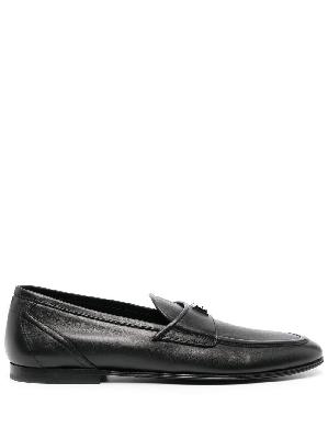 Dolce & Gabbana - Black Logo Plaque Leather Loafers