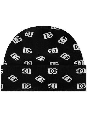 Dolce & Gabbana - Black Logo Print Beanie Hat