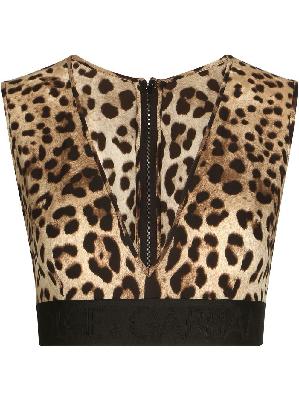 Dolce & Gabbana - Brown Leopard Print Crop Top