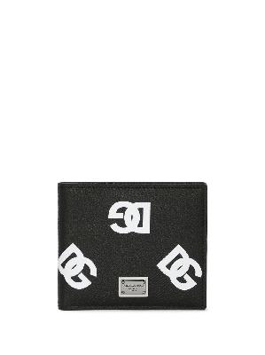 Dolce & Gabbana - Black Logo Print Bi-Fold Leather Wallet