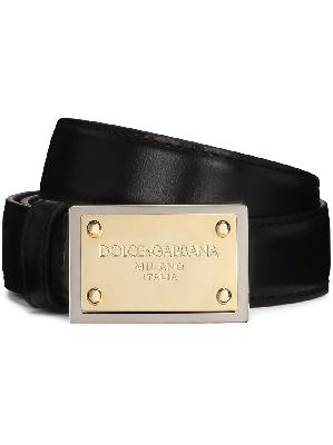 Dolce & Gabbana - Black Logo Buckle Leather Belt